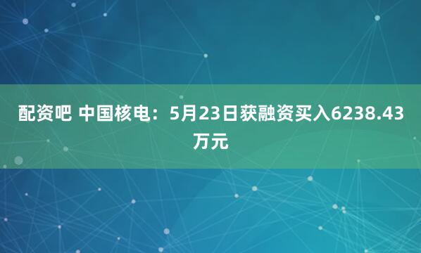 配资吧 中国核电：5月23日获融资买入6238.43万元