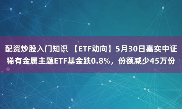 配资炒股入门知识 【ETF动向】5月30日嘉实中证稀有金属主题ETF基金跌0.8%，份额减少45万份
