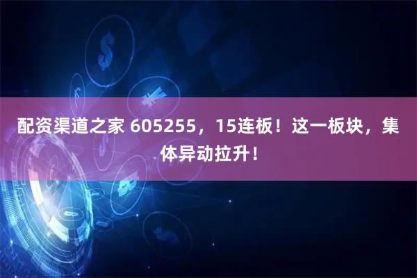 配资渠道之家 605255，15连板！这一板块，集体异动拉升！